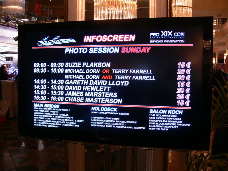The Infoscreen listing the events The Infoscreen listing the events